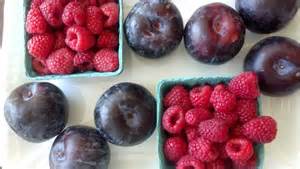 Plums and raspberries